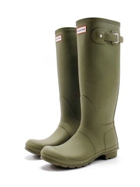 Hunter Women's Original Tall Waterproof Adjustable Buckle Matte Boots Olive 11